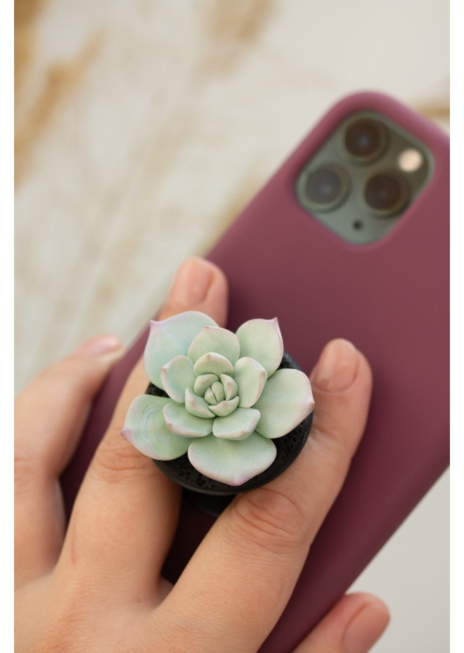 Succulent phone grip, echeveria accessory phone holder, cellphone cover accessory, phone grip, polymer clay phone grip, succulent