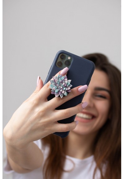 Pink Blue Succulent Phone Grip Holder/Beautiful Mobile Grip