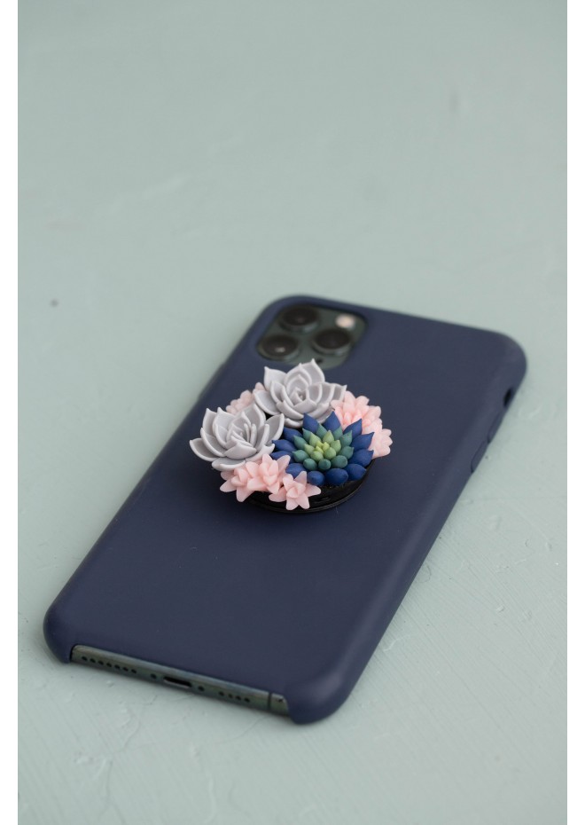 Pink, Blue, and Grey Succulent Phone Grip