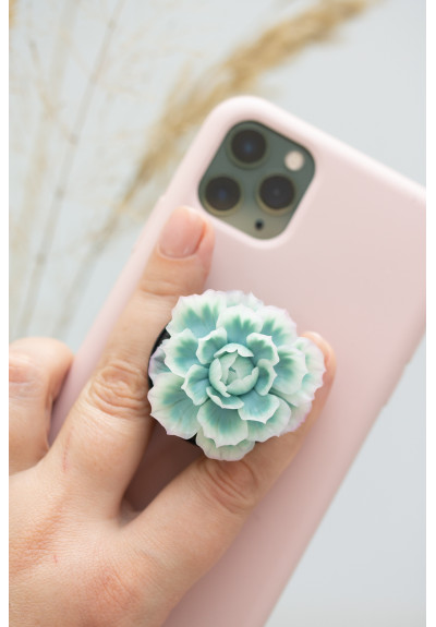 Light Blue Succulent Phone Grip Holder/Beautiful Mobile Grip