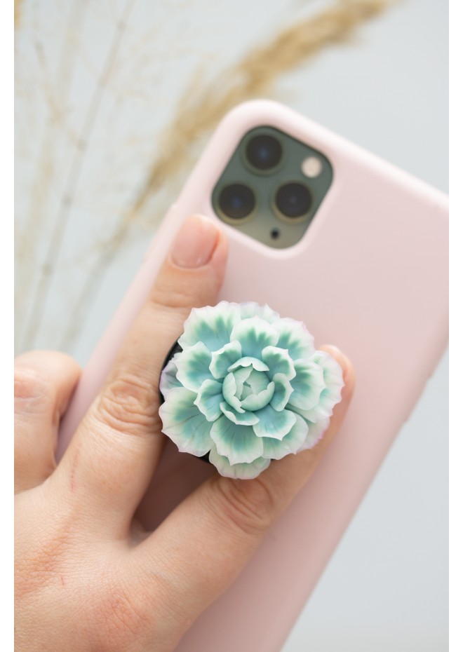 Succulent phone grip, echeveria accessory phone holder, cellphone cover accessory, phone grip, polymer clay phone grip, succulent