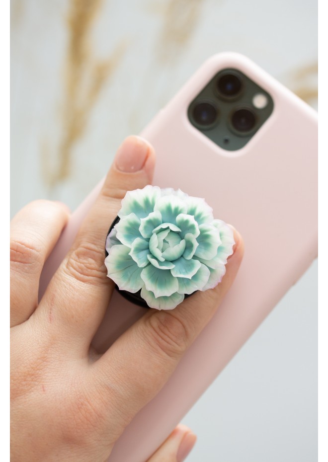 Succulent phone grip, echeveria accessory phone holder, cellphone cover accessory, phone grip, polymer clay phone grip, succulent