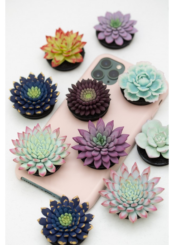 Succulent phone grip, echeveria accessory phone holder, cellphone cover accessory, phone grip, polymer clay phone grip, succulent