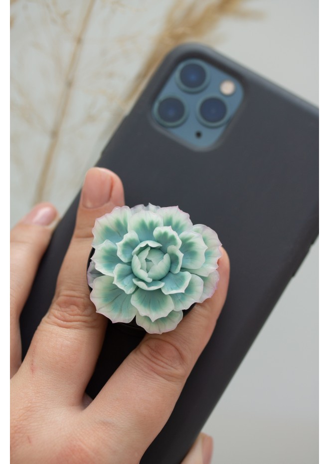 Succulent phone grip, echeveria accessory phone holder, cellphone cover accessory, phone grip, polymer clay phone grip, succulent