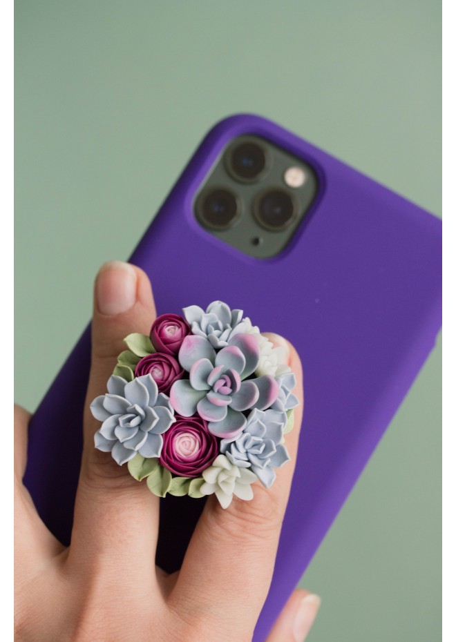 Green, Blue, and Purple Succulent Phone Grip