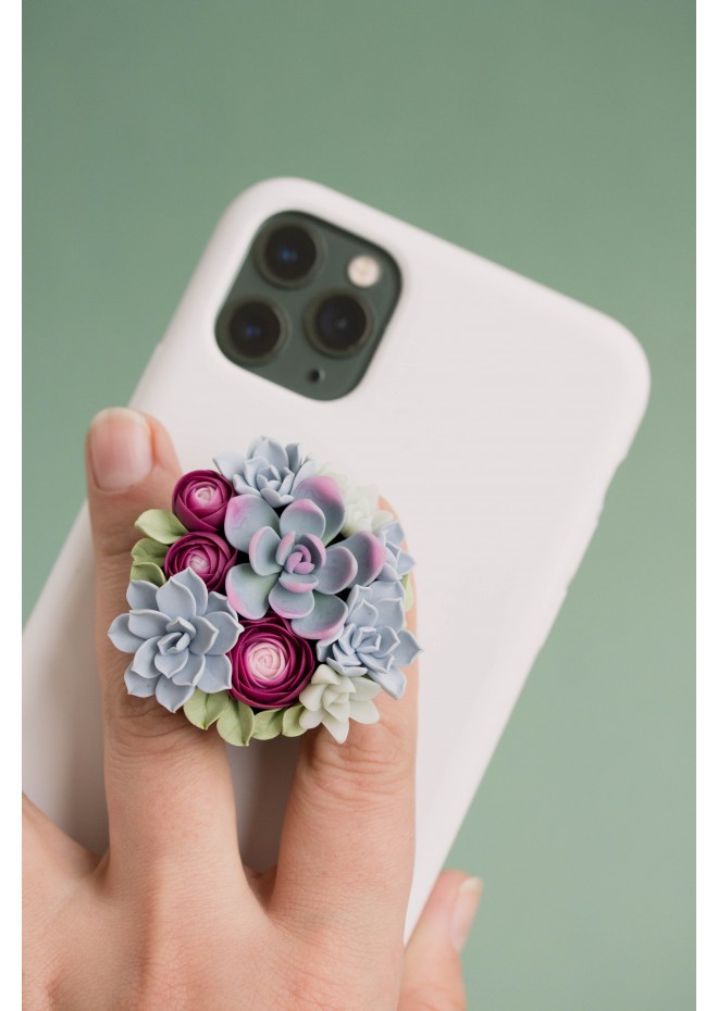 Green, Blue, and Purple Succulent Phone Grip
