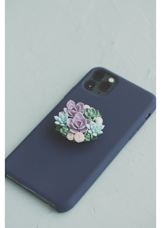 Purple, Green, Blue, and White Succulent Phone Grip