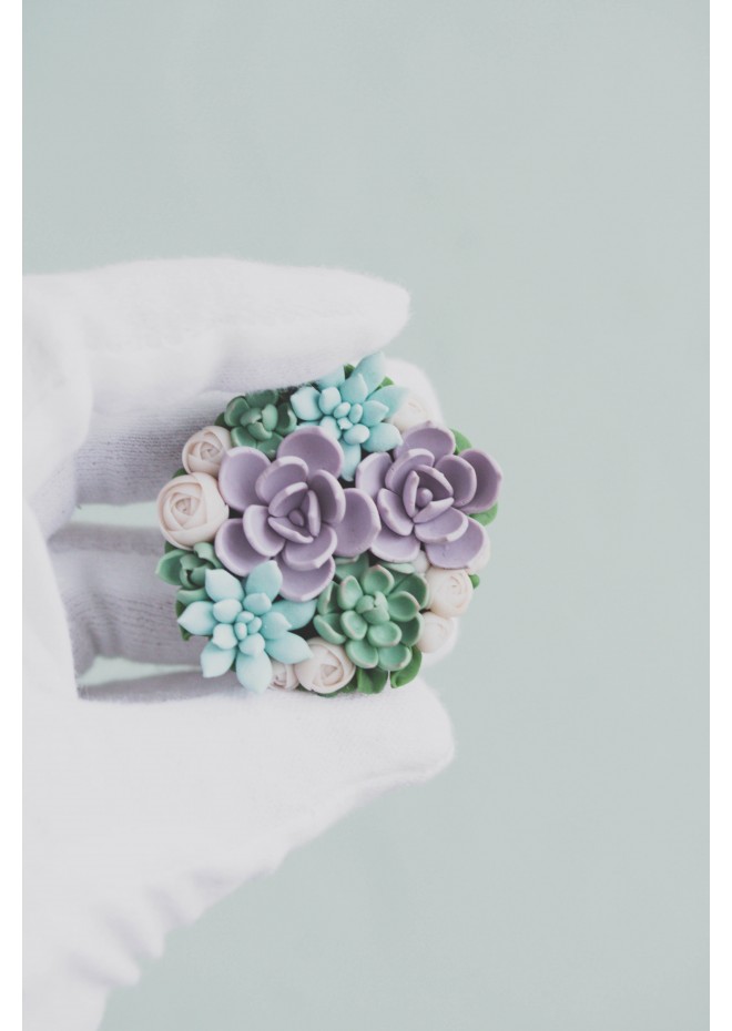 Purple, Green, Blue, and White Succulent Phone Grip
