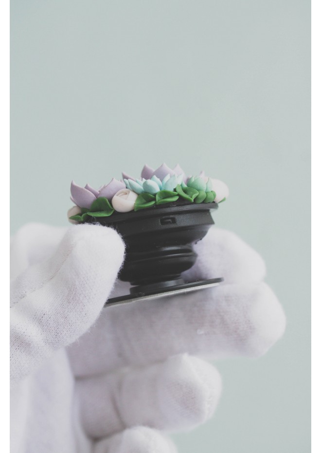 Purple, Green, Blue, and White Succulent Phone Grip
