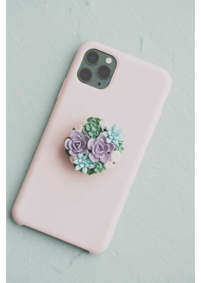 Purple, Green, Blue, and White Succulent Phone Grip