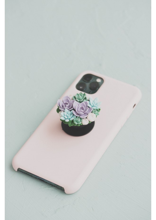 Purple, Green, Blue, and White Succulent Phone Grip