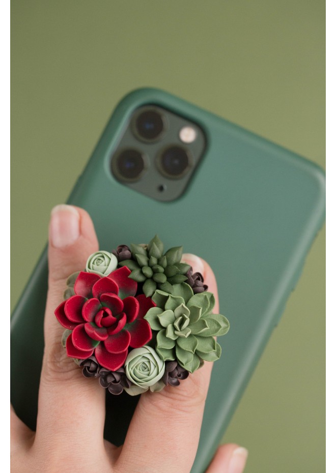 Red and Green Succulent Phone Grip