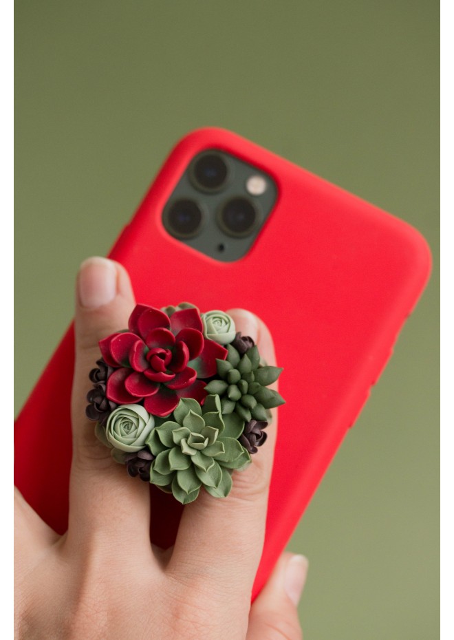 Red and Green Succulent Phone Grip