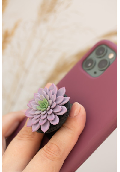 Purple Succulent Phone Grip Holder Beautiful Mobile Grip