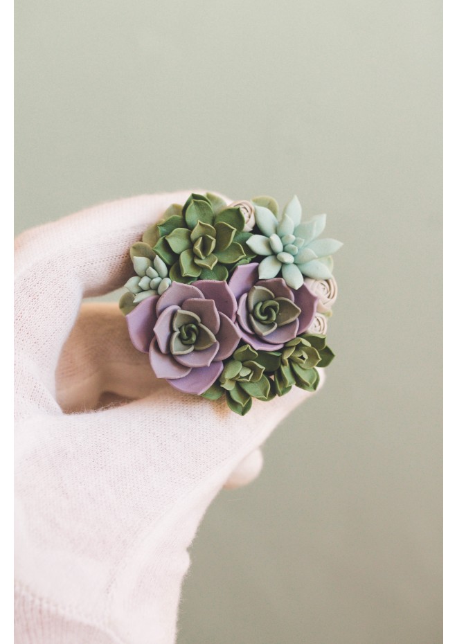 Purple, Green, Grey, and Blue Succulent Phone Grip