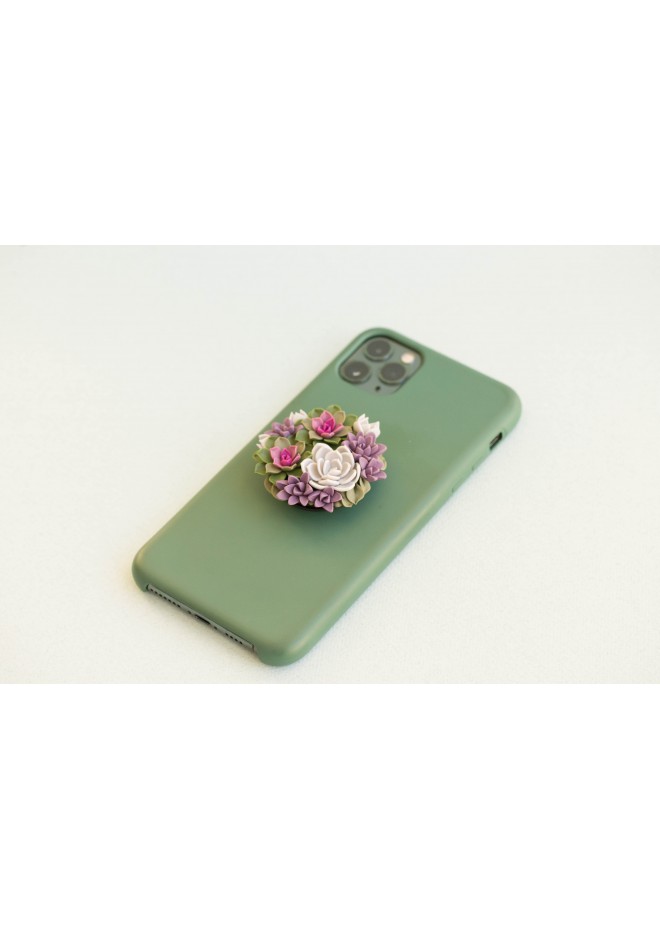 Green and Pink, Purple, and Grey Succulent Phone Grip