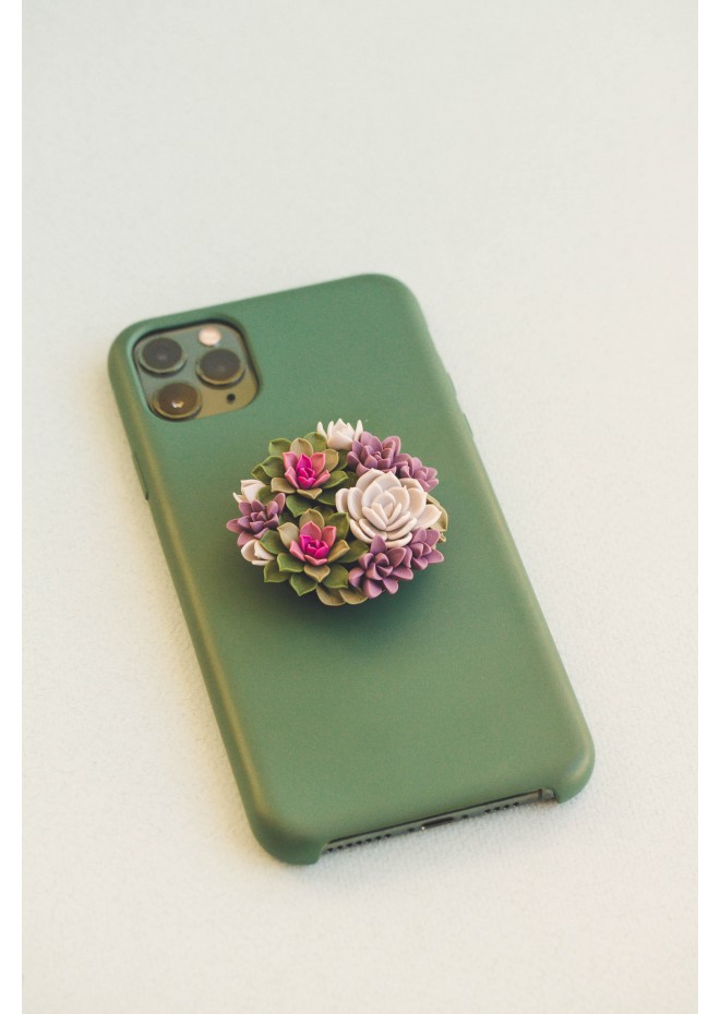 Green and Pink, Purple, and Grey Succulent Phone Grip