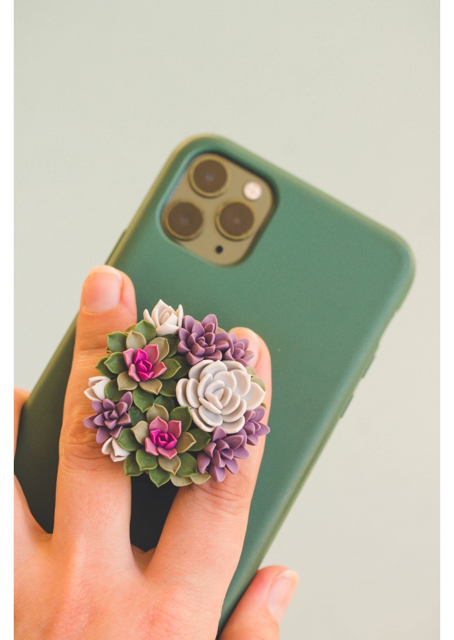 Green and Pink, Purple, and Grey Succulent Phone Grip