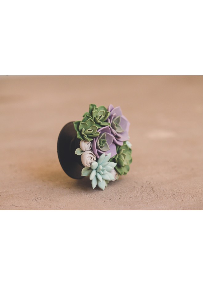 Purple, Green, Grey, and Blue Succulent Phone Grip