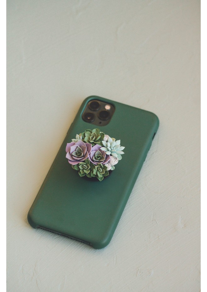 Purple, Green, Grey, and Blue Succulent Phone Grip