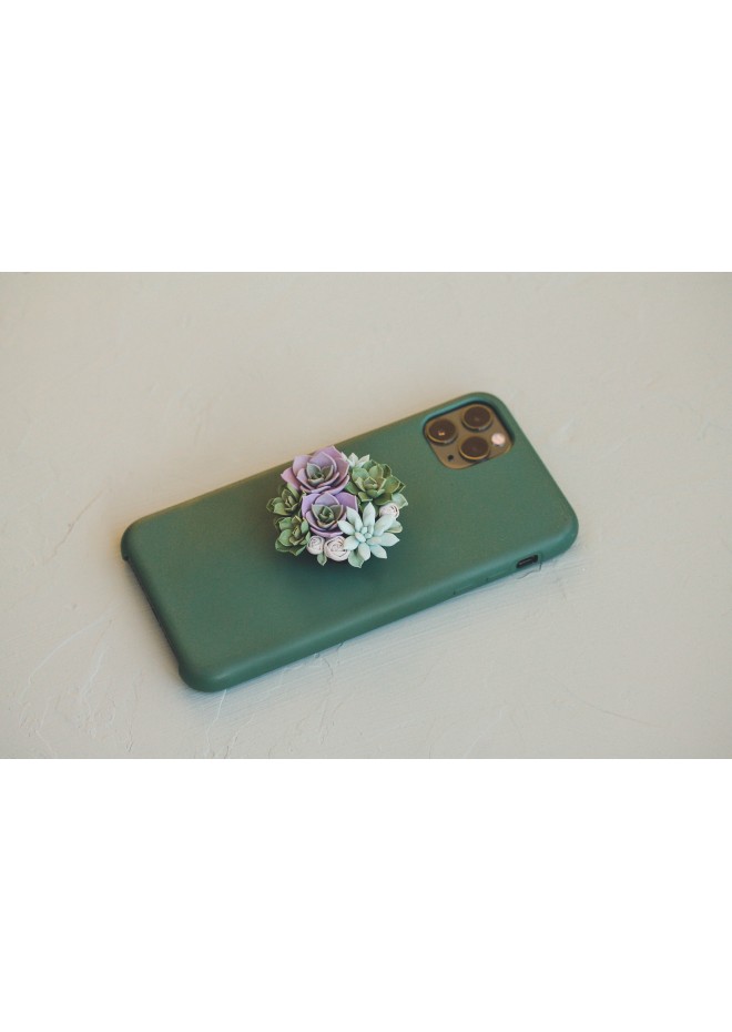 Purple, Green, Grey, and Blue Succulent Phone Grip