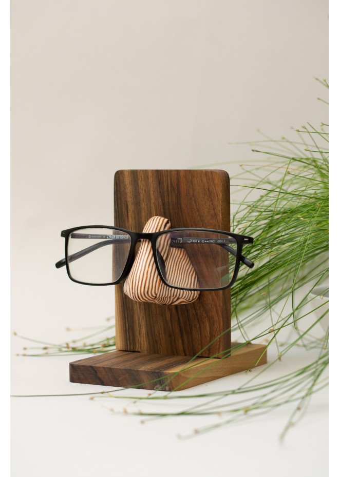 Striped Brown Nose Stand for Glasses and Sunglasses (Wall-mounted or Desk-mounted)