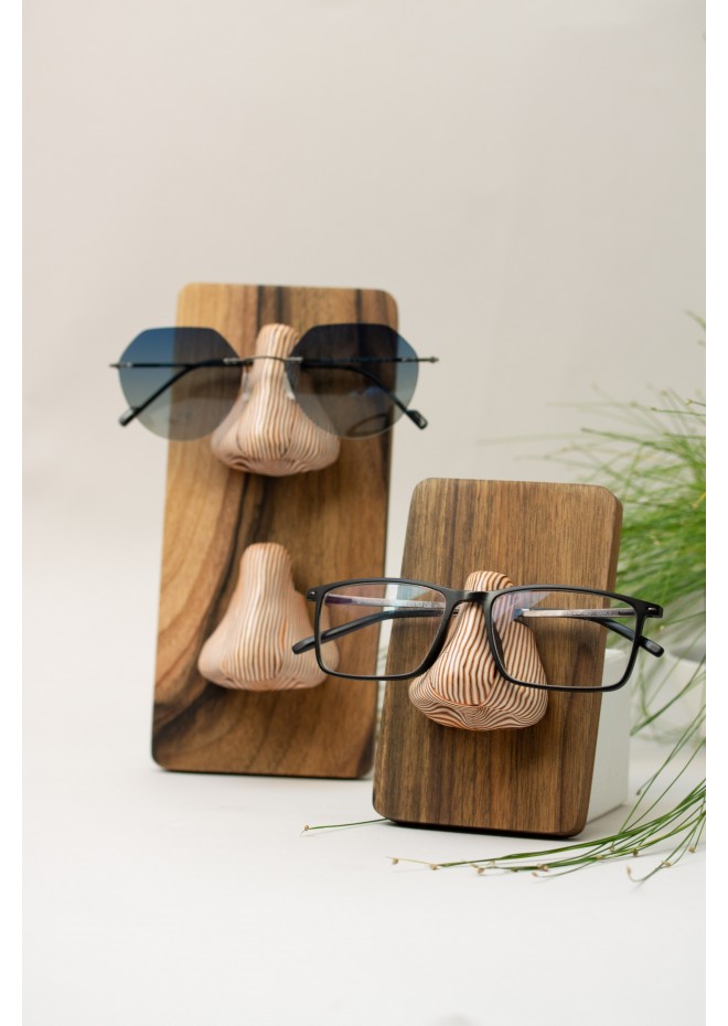 Striped Brown Nose Stand for Glasses and Sunglasses (Wall-mounted or Desk-mounted)