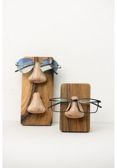 Striped Brown Nose Stand for Glasses and Sunglasses (Wall-mounted or Desk-mounted)