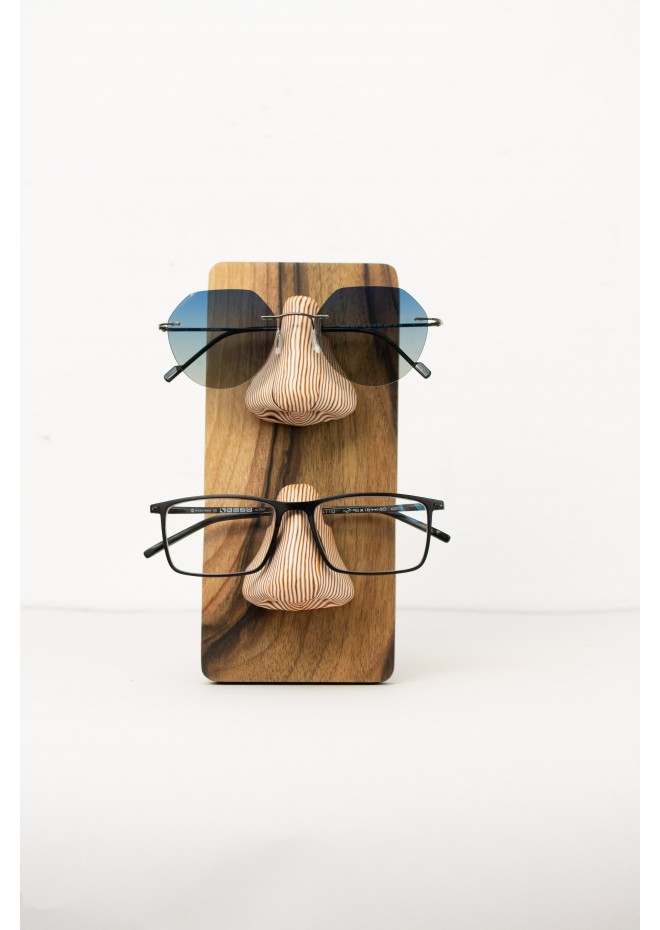 Striped Brown Nose Stand for Glasses and Sunglasses (Wall-mounted or Desk-mounted)