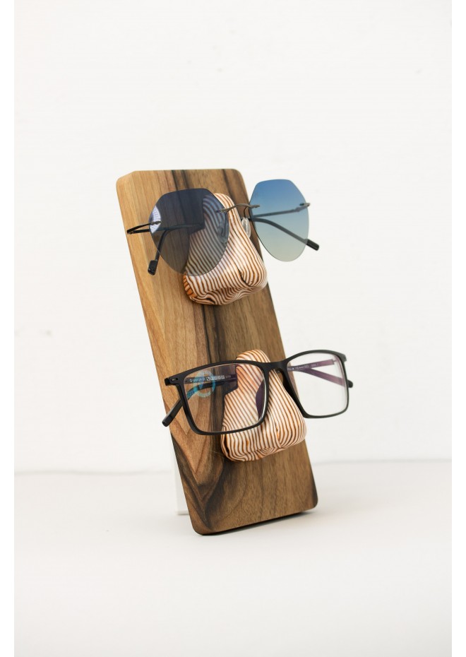 Striped Brown Nose Stand for Glasses and Sunglasses (Wall-mounted or Desk-mounted)