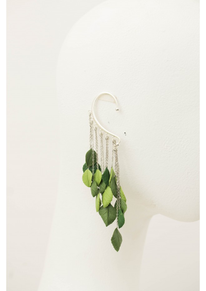 Green Leafs Statement cuff earrings