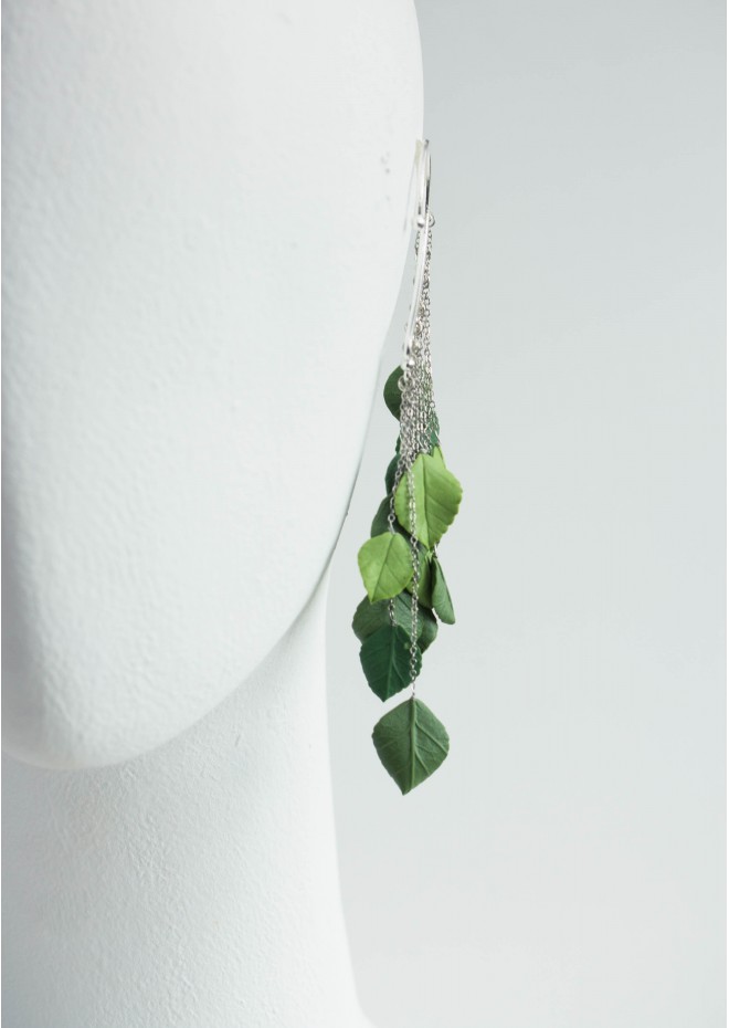 Green Leafs Statement cuff earrings