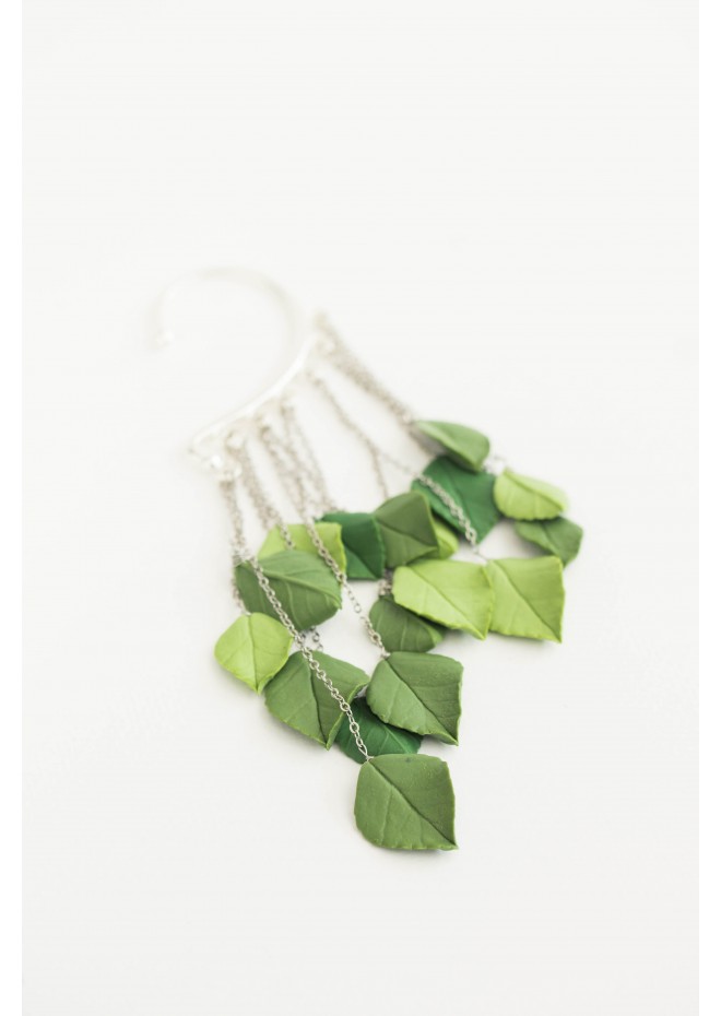 Green Leafs Statement cuff earrings