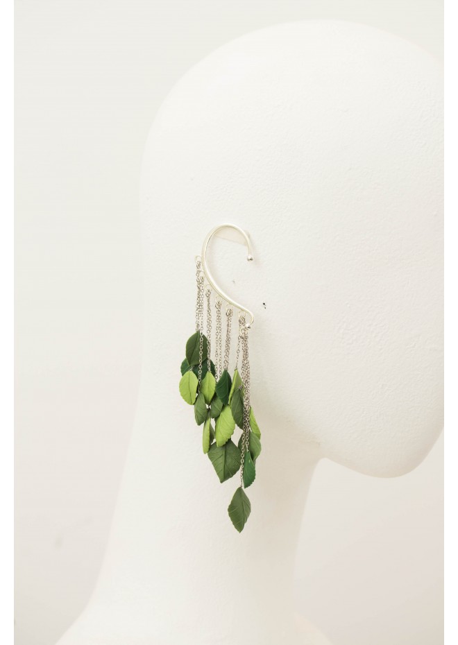 Green Leafs Statement cuff earrings