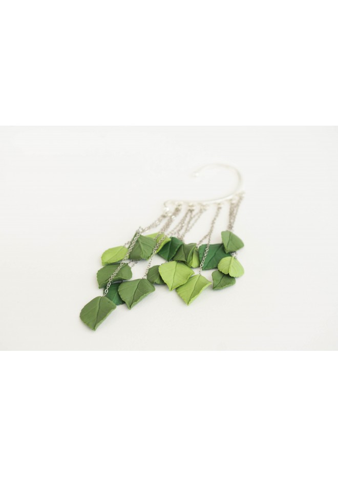 Green Leafs Statement cuff earrings