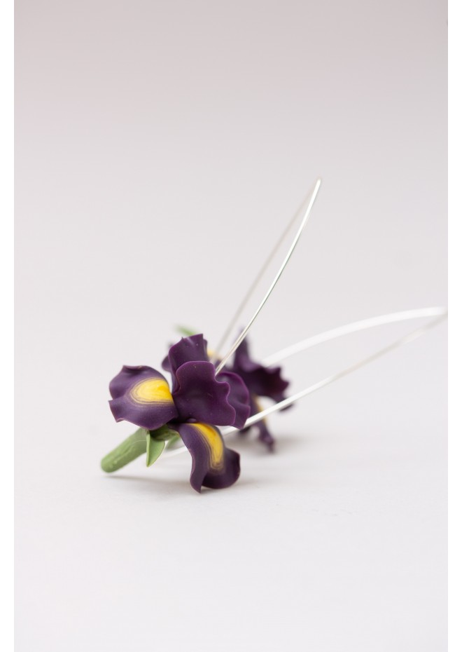 Purple Iris Drop Earring