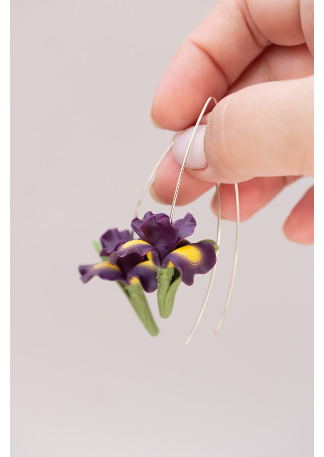 Purple Iris Drop Earring