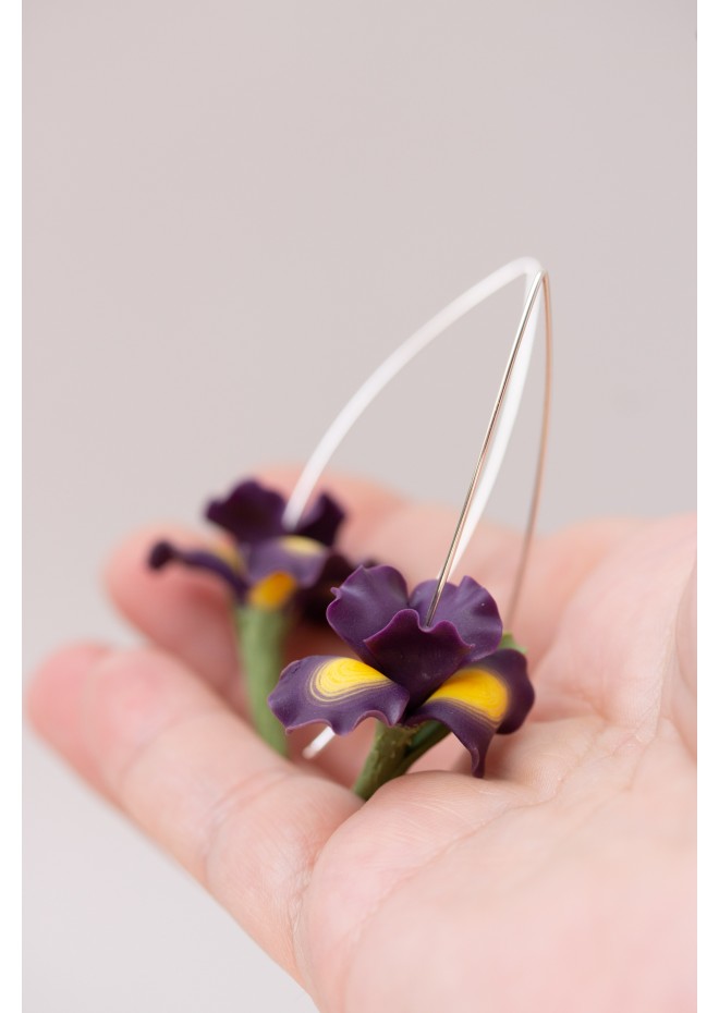 Purple Iris Drop Earring