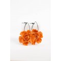 Orange gold Flowers Statement earrings, polymer clay earrings