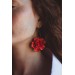 Red gold Flowers Statement earrings, polymer clay earrings