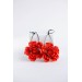 Red gold Flowers Statement earrings, polymer clay earrings