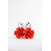 Red gold Flowers Statement earrings, polymer clay earrings