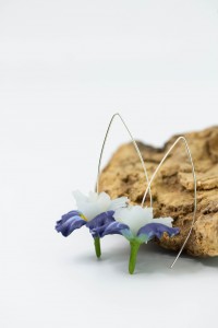 Blue Iris Flower dangle earrings, lightweight and comfortable earrings, made from polymer clay, by EtenIren