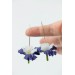 Blue Iris Flower dangle earrings, lightweight and comfortable earrings, made from polymer clay, by EtenIren