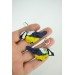 Titmouse birds dandle earrings, made from polymer clay, by EtenIren