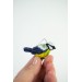 Titmouse birds dandle earrings, made from polymer clay, by EtenIren