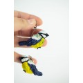 Titmouse birds dandle earrings, made from polymer clay, by EtenIren