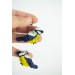 Titmouse birds dandle earrings, made from polymer clay, by EtenIren