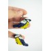 Titmouse birds dandle earrings, made from polymer clay, by EtenIren