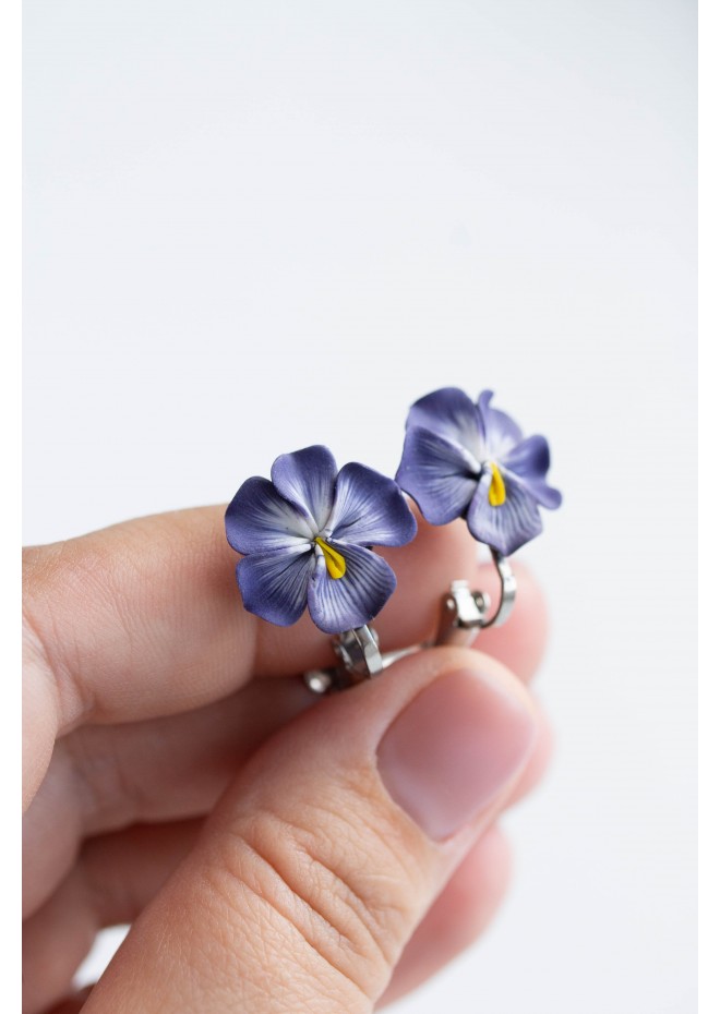 Pansy/Clip-on Earrings